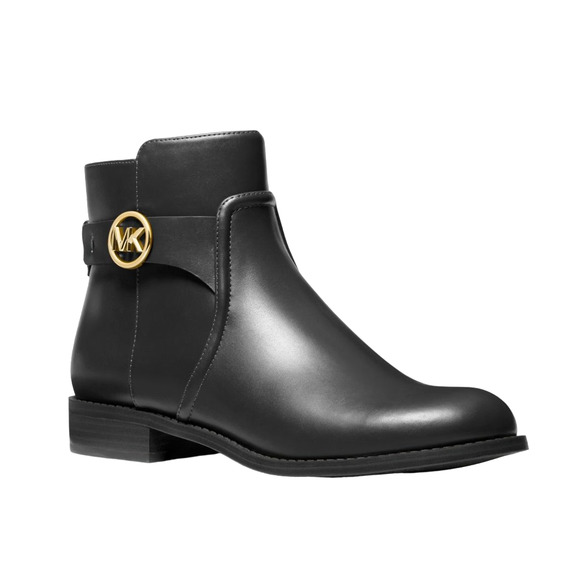 Michael Kors Carmen Ankle Flat Bootie Boot Faux Leather Black 6.5 Nib $295 - Picture 1 of 4